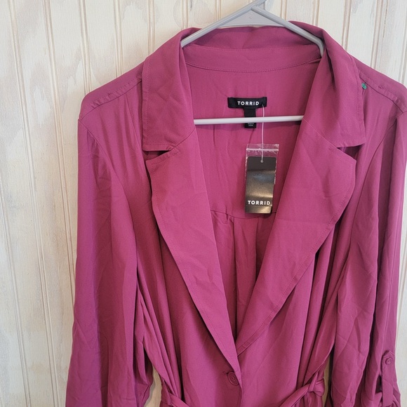 Torrid Chiffon Fuschia Trench Dress 2X - Picture 5 of 6